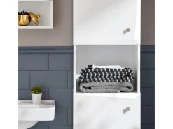 SoBuy Hochschrank Badregal Badezimmerschrank Badezimmermöbel Weiß BZR91-W