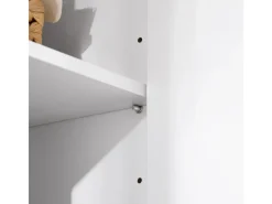 SoBuy Hochschrank Badschrank mit Wäschesack Wäscheschrank Weiß BZR150-W