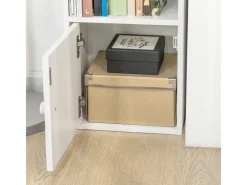 SoBuy Hochschrank mit Schubladen und Türen Holz Weiß STR10-W