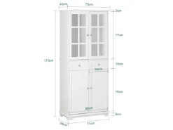 SoBuy Küchenschrank Hochschrank Badezimmerschrank Buffet Kommode FSB76-W