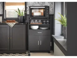 SoBuy Küchenschrank Küchenwagen Mikrowellenschrank Servierwagen FSB09-SCH