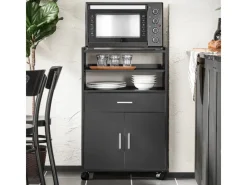 SoBuy Küchenschrank Küchenwagen Mikrowellenschrank Servierwagen FSB09-SCH
