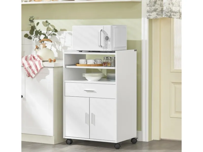 Outlet SoBuy Küchenschrank Küchenwagen Mikrowellenschrank Servierwagen FSB09-W