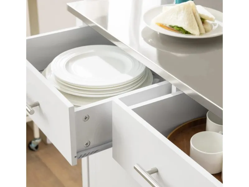 Clearance SoBuy Küchenwagen mit Edelstahlplatte Kücheninsel Rollwagen Weiß FKW108-W