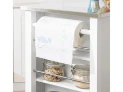 Clearance SoBuy Küchenwagen mit Edelstahlplatte Kücheninsel Rollwagen Weiß FKW108-W