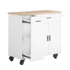 Outlet SoBuy Küchenwagen mit Gewürzregal Sideboard Küchenschrank 105x92x46cm Weiß-Natur FKW126-WN