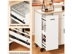Outlet SoBuy Küchenwagen mit Gewürzregal Sideboard Küchenschrank 105x92x46cm Weiß-Natur FKW126-WN