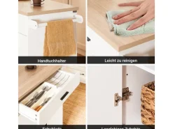 Outlet SoBuy Küchenwagen mit Gewürzregal Sideboard Küchenschrank 105x92x46cm Weiß-Natur FKW126-WN