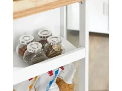 Clearance SoBuy Küchenwagen Servierwagen mit 3 Ablagefächern Küchenregal 60x90x40cm Weiß FKW75-WN