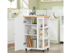 Clearance SoBuy Küchenwagen Servierwagen mit 3 Ablagefächern Küchenregal 60x90x40cm Weiß FKW75-WN
