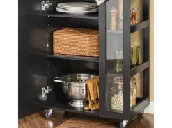Discount SoBuy Küchenwagen Servierwagen mit 3 Ablagefächern Küchenregal 60x90x40cm Schwarz FKW75-SCH