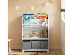 Outlet SoBuy Kinder Bücherregal Kinderregal mit Ablagen Aufbewahrungsregal Weiß KMB34-W