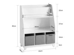 Outlet SoBuy Kinder Bücherregal Kinderregal mit Ablagen Aufbewahrungsregal Weiß KMB34-W