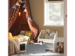 SoBuy Kinder Bücherregal Kinderregal mit 3 Ablagen Spielzeugtruhe Weiß KMB17-HG