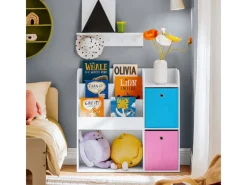 SoBuy Kinder Bücherregal Kinderregal mit 5 Ablagen Spielzeugregal Weiß KMB37-F