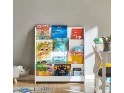SoBuy Kinder Bücherregal Kinderregal Zeitungsständer mit 4 Ablagen Weiß KMB32-W