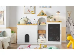 Discount SoBuy Kinder Kommode Kinderregal mit Tafel Kinder Bücherregal Weiß KMB43-W