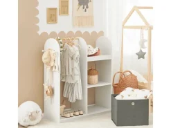 Clearance SoBuy Kinderkleiderschrank mit 3 Haken Kleiderständer mit Box KMB40-W Weiß