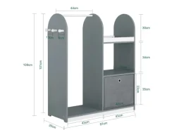 Discount SoBuy Kinderkleiderschrank mit 3 Haken Kleiderständer mit Box KMB40-HG Grau