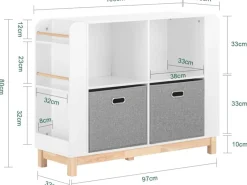 SoBuy Kinderregal Bücherregal Kinderzimmer Aufbewahrungsregal Weiß KMB85-W