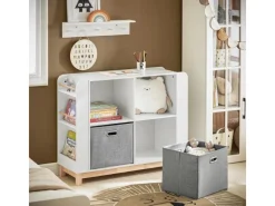 SoBuy Kinderregal Bücherregal Kinderzimmer Aufbewahrungsregal Weiß KMB85-W