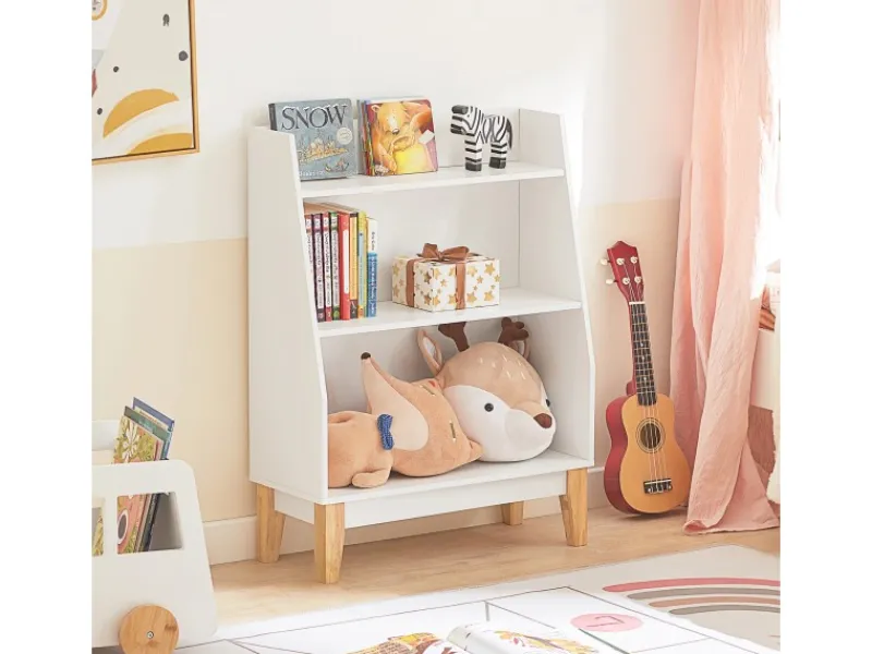 Best SoBuy Kinderregal mit 3 Fächern Bücherregal Aufbewahrungsregal Weiß KMB47-W