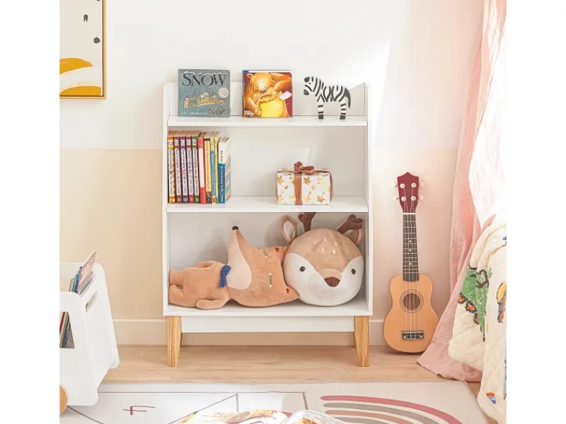 Best SoBuy Kinderregal mit 3 Fächern Bücherregal Aufbewahrungsregal Weiß KMB47-W