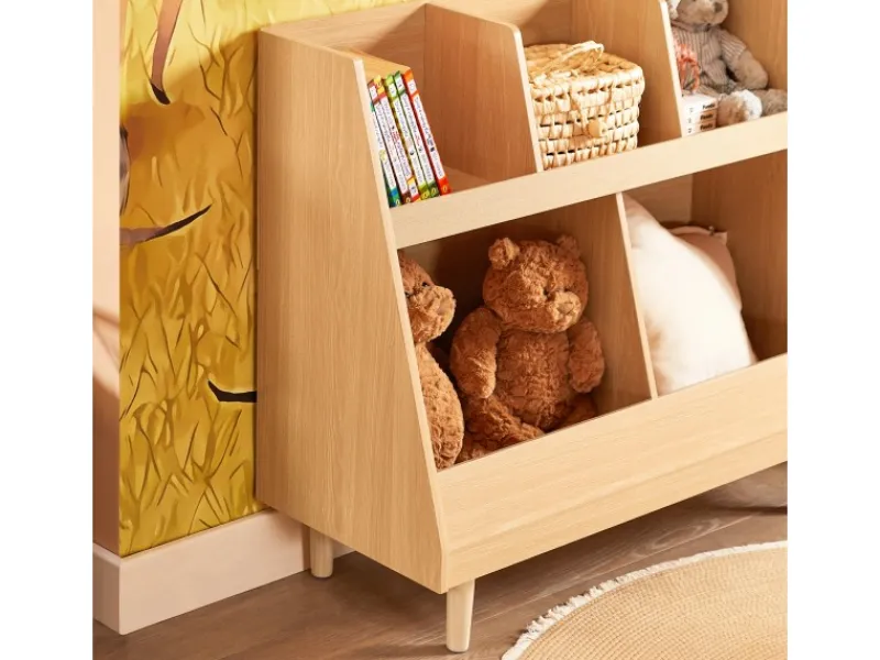 New SoBuy Kinderregal mit 5 Fächern Bücherregal Aufbewahrungsregal KMB111-N Natur