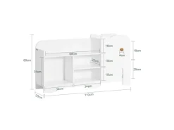 SoBuy Kinderregal mit Elefant-Design Bücherregal Kinderzimmer Weiß KMB62-W