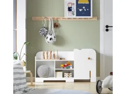 SoBuy Kinderregal mit Elefant-Design Bücherregal Kinderzimmer Weiß KMB62-W