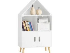SoBuy Kinderregal mit Haus-Design Bücherregal für Kinder Weiß KMB58-W