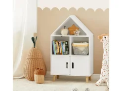SoBuy Kinderregal mit Haus-Design Bücherregal für Kinder Weiß KMB58-W