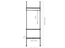 SoBuy Kleiderständer mit 3 Ablagen Garderobenständer Schwarz KLS07-SCH