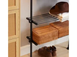 SoBuy Kleiderständer mit 3 Ablagen Garderobenständer Schwarz KLS07-SCH