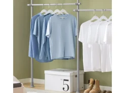 SoBuy Kleiderständer mit 4 Kleiderstangen Stahl Kunststoff Hellgrau KLS03-HG