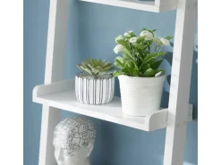 SoBuy Leiterregal aus Holz mit fünf Böden Wandregal Weiß FRG17-W