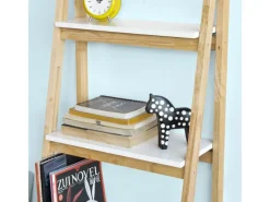 SoBuy Leiterregal Bücherregal mit 4 Böden klappbar Kautschukholz FRG162-N