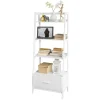 SoBuy Leiterregal mit Ablagen und Schublade MDF Weiß FRG116-W