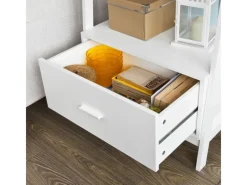 SoBuy Leiterregal mit Ablagen und Schublade MDF Weiß FRG116-W