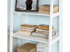 SoBuy Leiterregal mit Ablagen und Schublade MDF Weiß FRG116-W