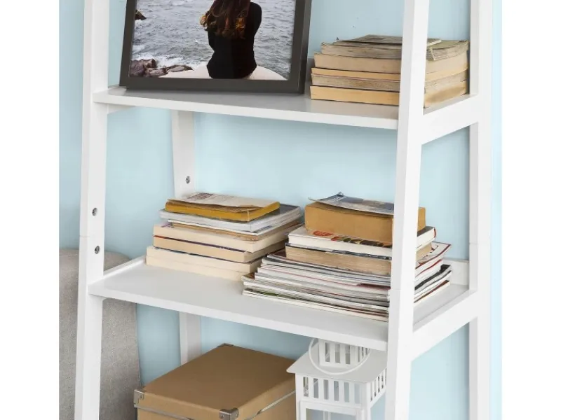 SoBuy Leiterregal mit Ablagen und Schublade MDF Weiß FRG116-W