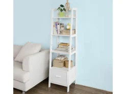 Best SoBuy Leiterregal mit Ablagen und Schublade MDF Weiß FRG116-K-W