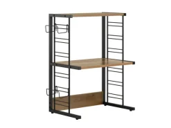 SoBuy Mikrowellenhalter Küchenregal mit 2 Ablagen und 2 Flaschenhalter KCR08-PF