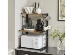 SoBuy Mikrowellenhalter Küchenregal mit 2 Ablagen und 2 Flaschenhalter KCR08-PF