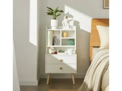 Best SoBuy Moderner Nachttisch mit 2 Schubladen Beistelltisch 43x81x36cm Weiß FBT100-W