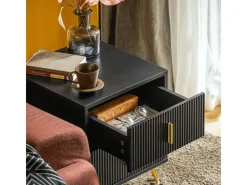 Outlet SoBuy Nachttisch mit 2 Schubladen Sofatisch Beistelltisch Schwarz FBT115-SCH