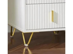 SoBuy Nachttisch mit 2 Schubladen Sofatisch Beistelltisch Weiß FBT115-W