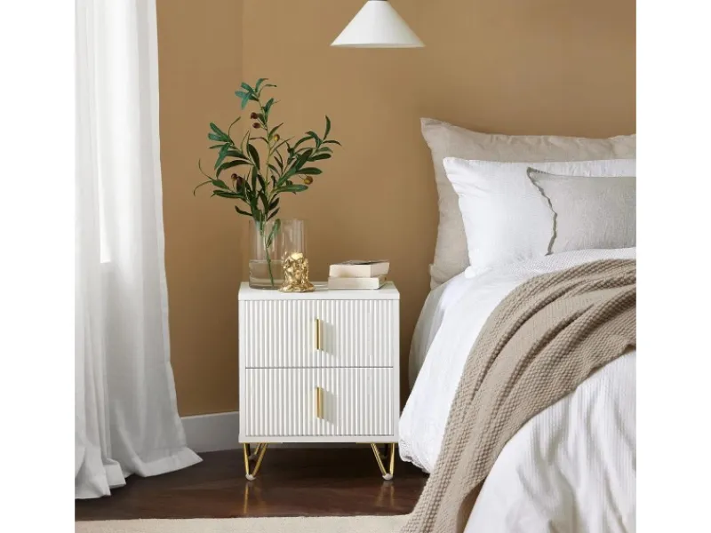 SoBuy Nachttisch mit 2 Schubladen Sofatisch Beistelltisch Weiß FBT115-W