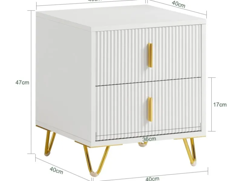 SoBuy Nachttisch mit 2 Schubladen Sofatisch Beistelltisch Weiß FBT115-W
