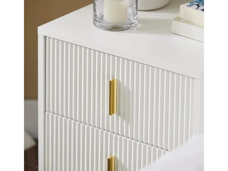 SoBuy Nachttisch mit 2 Schubladen Sofatisch Beistelltisch Weiß FBT115-W